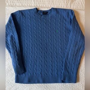 Ralph Lauren Women’s Blue Wool Crewneck Sweater L (with hole - please read)